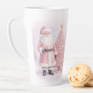 Pastel Pink Christmas Santa Latte Mug