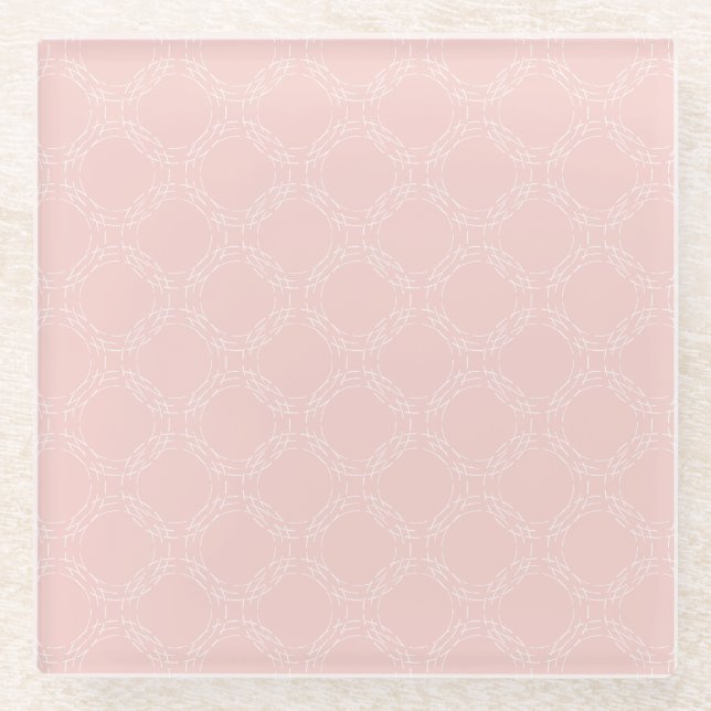 Pastel Pink Cirle Pattern Glass Coaster (Front)