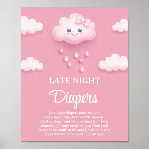 Pastel pink cloud 9 Late Night Diapers game sign