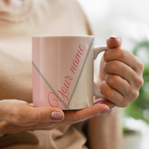 Pastel Pink Color Block Personalized Name Gift Coffee Mug