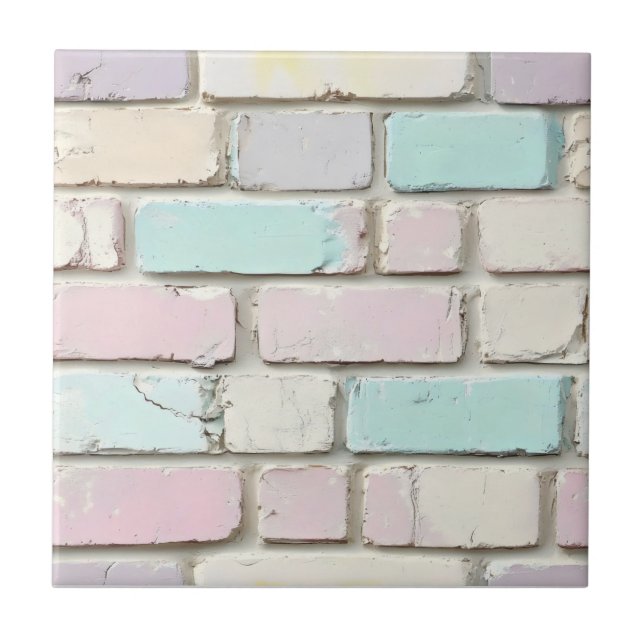 Pastel Pink Color Brick Pattern Ceramic Tile (Front)