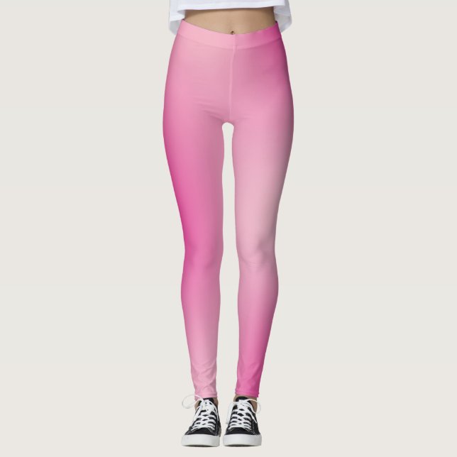 Pastel Pink Colors Abstract Blur Gradient Ombre Leggings (Front)