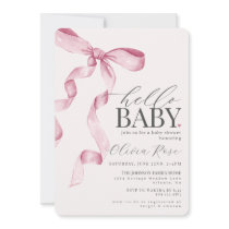 Pastel Pink Coquette Bow Girl Baby Shower Invite