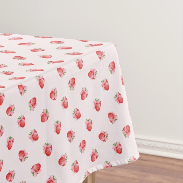 Pastel Pink Coquette Strawberry Personalized Tablecloth (In Situ)