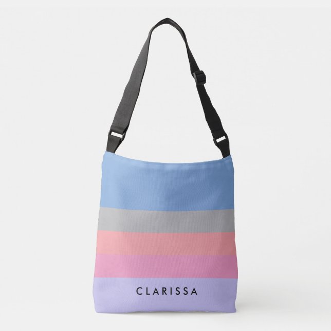 pastel pink coral grey blue purple color block crossbody bag (Front)