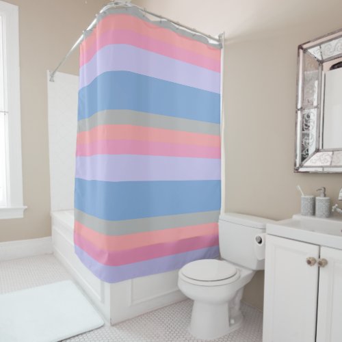 pastel pink coral grey blue purple color block shower curtain