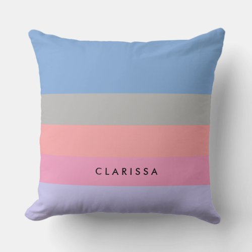 pastel pink coral grey blue purple color block throw pillow