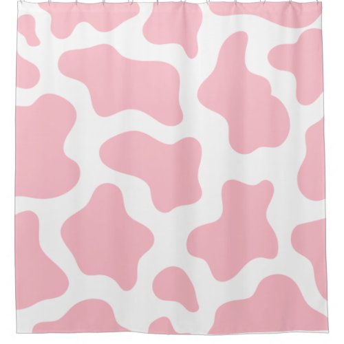 pastel pink cow print kawaii shower curtain