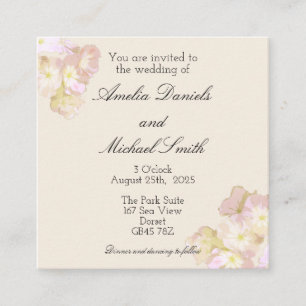 Pastel Pink & Cream Floral Wedding Invitation
