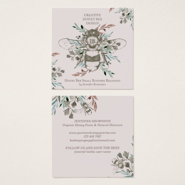 Pastel Pink Creative Honey Bee Apiary Vintage