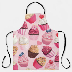 Pastel Pink Cupcakes: Vintage Pattern. Apron