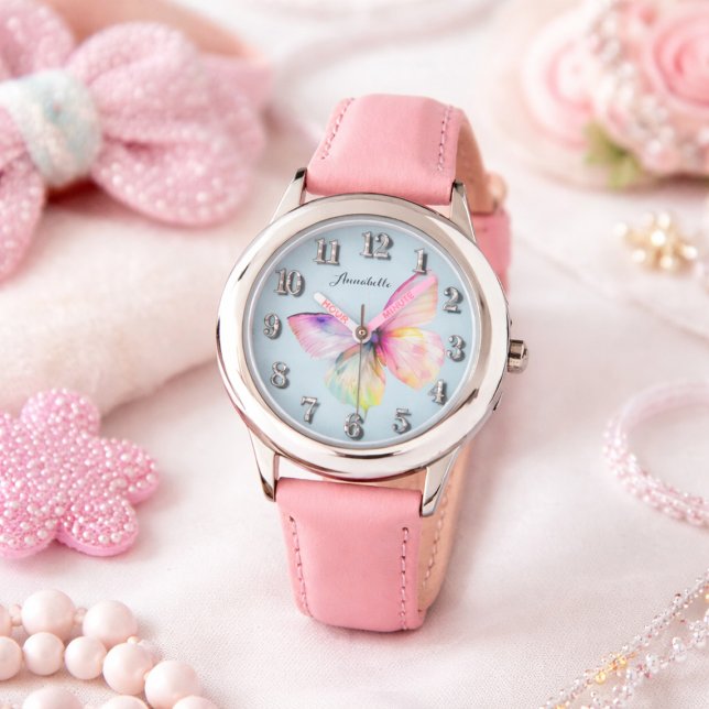 Pastel Pink Custom Name Kids Timepiece Gift Watch (Creator Uploaded)