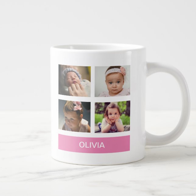 Pastel Pink Custom Photo – Personalized Giant Coffee Mug (Right)