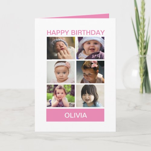 Pastel Pink Custom Photo  Personalized Greetings Card