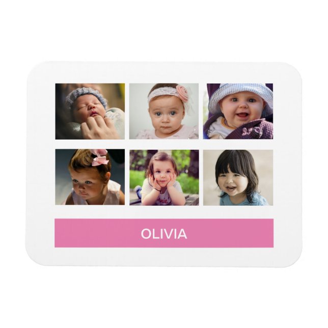 Pastel Pink Custom Photo – Personalized Magnet (Horizontal)