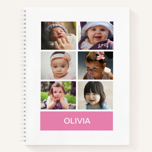 Pastel Pink Custom Photo – Personalized Notebook (Front)