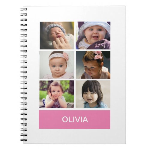 Pastel Pink Custom Photo  Personalized Notebook