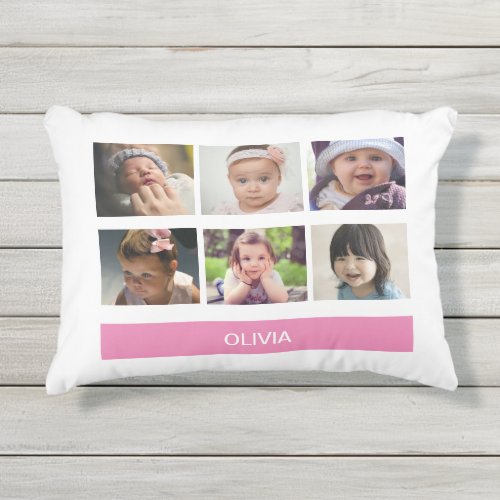 Pastel Pink Custom Photo  Personalized Outdoor Pillow