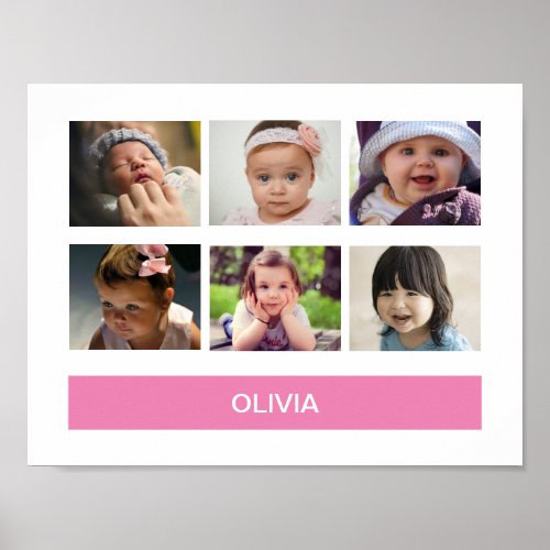 Pastel Pink Custom Photo  Personalized Poster