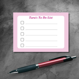 Pastel Pink Custom To Do List Sticky Post-it Notes