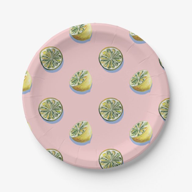 pink and yellow paper plates