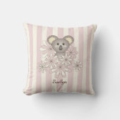 Pastel Pink Cute Baby Koala Bear Children's Room Throw Pillow (Front)