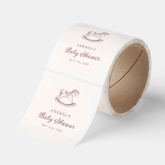 Pastel Pink Cute Carousel Girl Baby Shower Classic Round Sticker