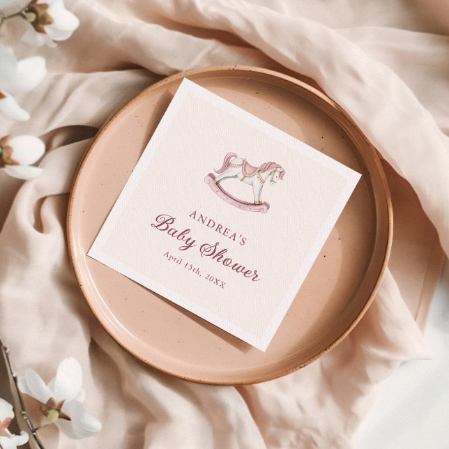 Pastel Pink Cute Carousel Girl Baby Shower Napkins (Creator Uploaded)