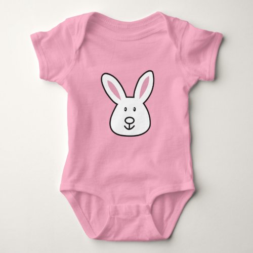 Pastel Pink Cute Easter Bunny Illustration  Baby Bodysuit