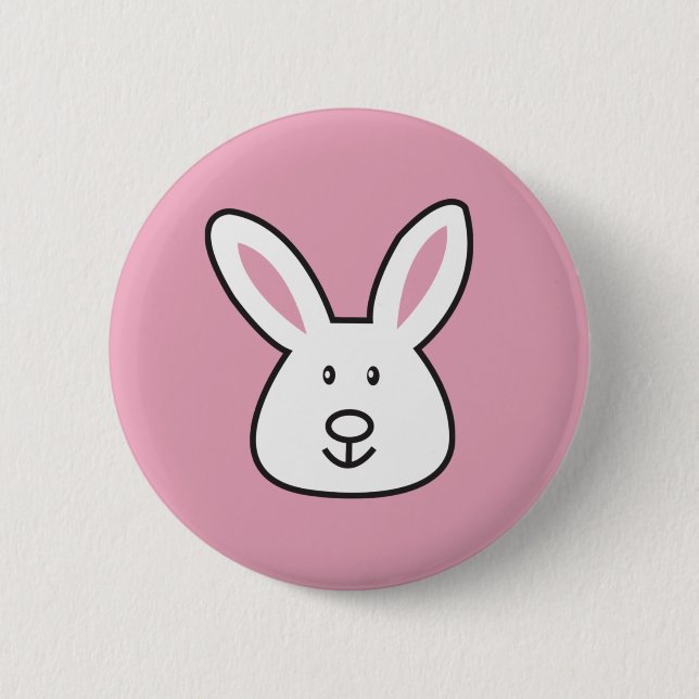 Pastel Pink Cute Easter Bunny Illustration Button (Front)