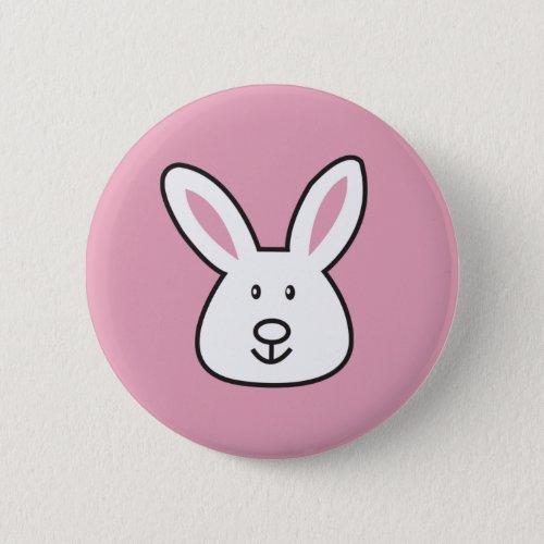 Pastel Pink Cute Easter Bunny Illustration Button