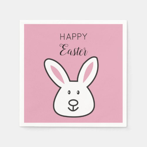 Pastel Pink Cute Easter Bunny Illustration  Napkins