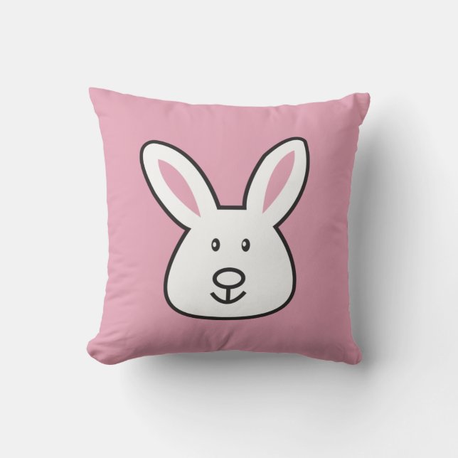 Pastel Pink Cute Easter Bunny Illustration  Throw Pillow (Front)