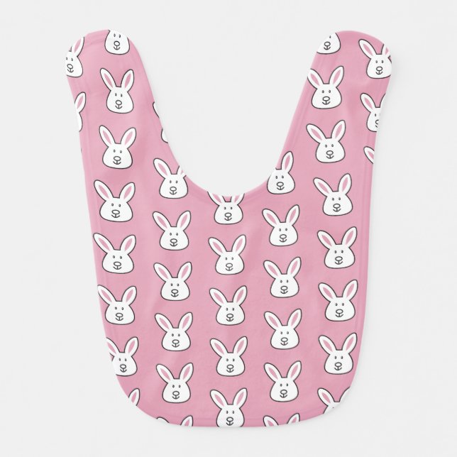 Pastel Pink Cute Easter Bunny Pattern  Baby Bib (Front)