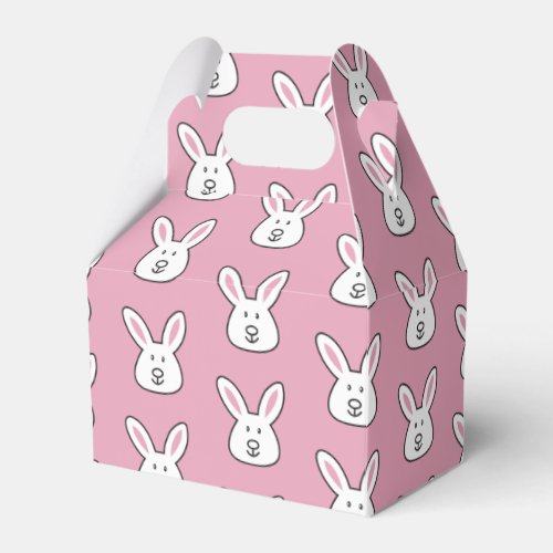 Pastel Pink Cute Easter Bunny Pattern Favor Boxes