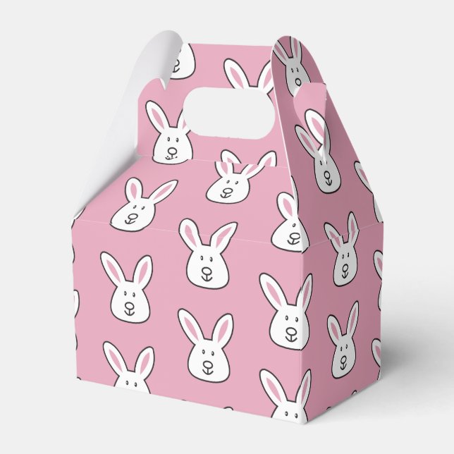 Pastel Pink Cute Easter Bunny Pattern Favor Boxes (Front Side)