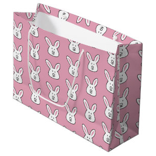 Pastel Pink Cute Easter Bunny Pattern Large Gift Bag