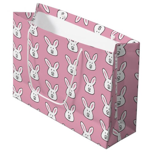 Pastel Pink Cute Easter Bunny Pattern  Large Gift Bag