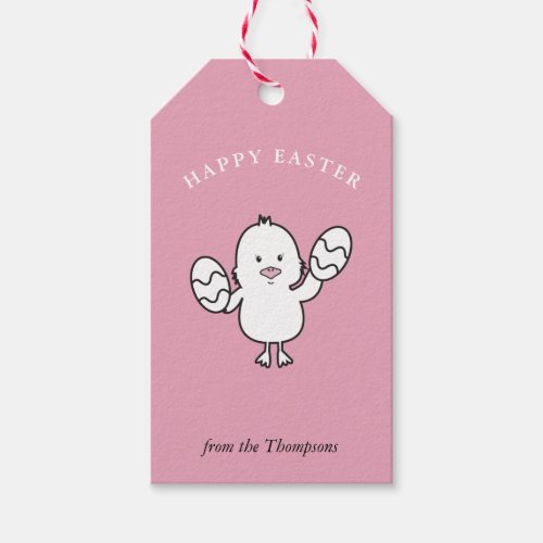 Pastel Pink Cute Easter Chick  Eggs Illustration Gift Tags