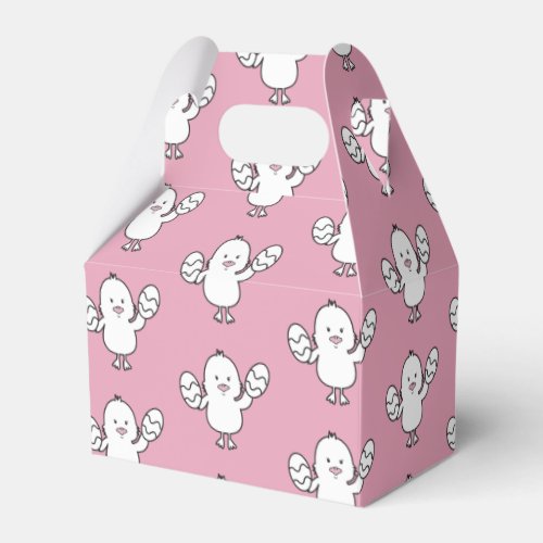Pastel Pink Cute Easter Chick  Eggs Pattern Favor Boxes