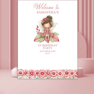 Pastel Pink Cute Fairy 1st Birthday Backdrop