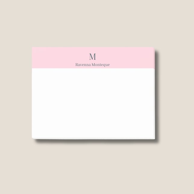 Pastel Pink Cute Personalized Monogram Name Post-it Notes (Creator Uploaded)