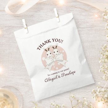 Pastel Pink Cute Twin Bunny Thank You Favor Bag by WindUpEgg at Zazzle