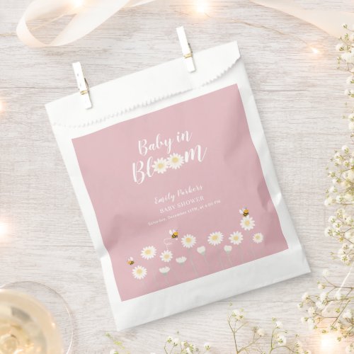 Pastel Pink Daisy Floral Baby In Bloom Shower Favor Bag
