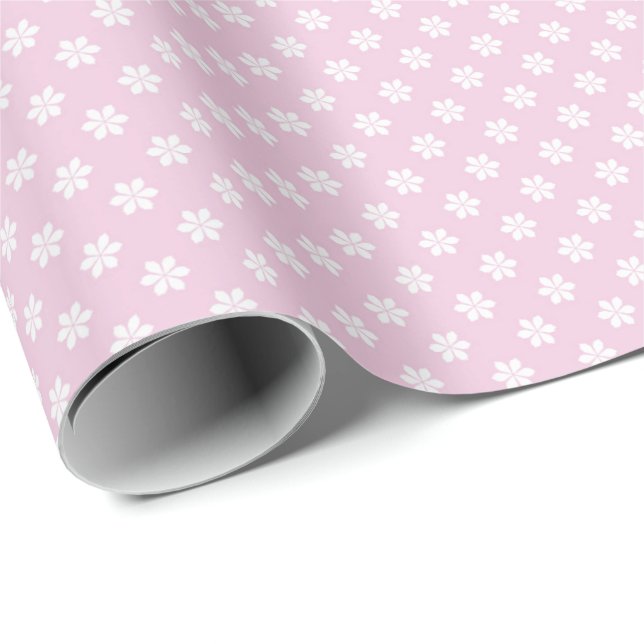 Pastel Pink Daisy Flower Pattern Gift Wrap (Roll Corner)