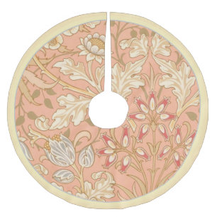 Pastel Pink Decorative Flowers Brushed Polyester Tree Skirt