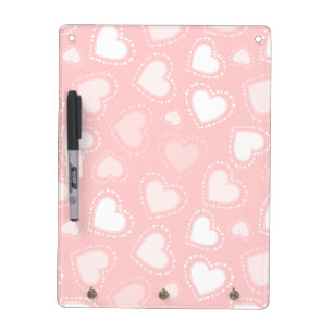 Pastel Pink Dotted Hearts Dry Erase Board