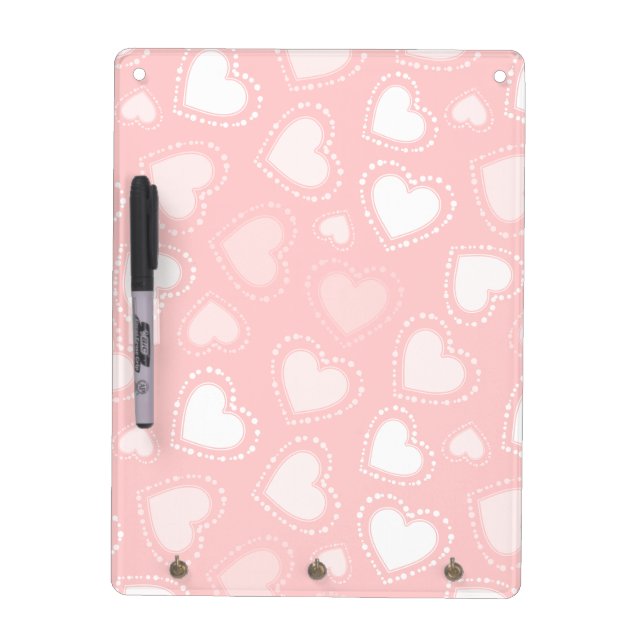 Pastel Pink Dotted Hearts Dry Erase Board (Front)