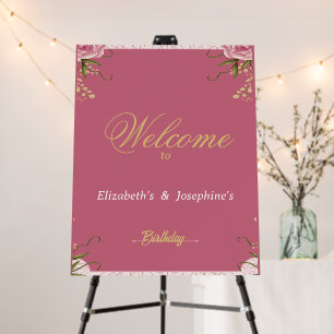 Pastel Pink Double Joint Twin Birthday  Foam Board