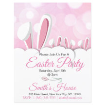 Pastel Pink Easter Bunny Ears Party Invitation